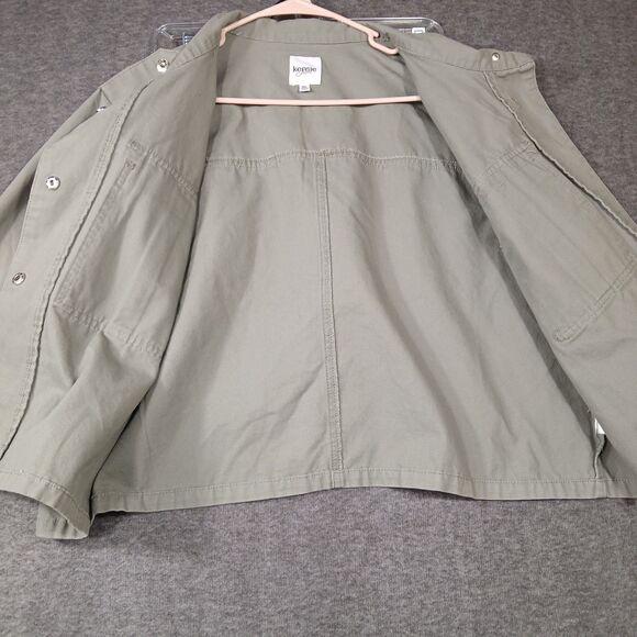 Kenzie Jeans Olive‎ Green Denim Snap Up Utility Jacket Size XL Style ENG02287X - Picture 7 of 13
